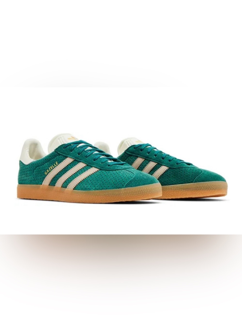 Adidas Gazelle green Suede Sneakers with Cream Stripes